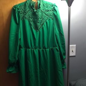 Long sleeve bright green dress